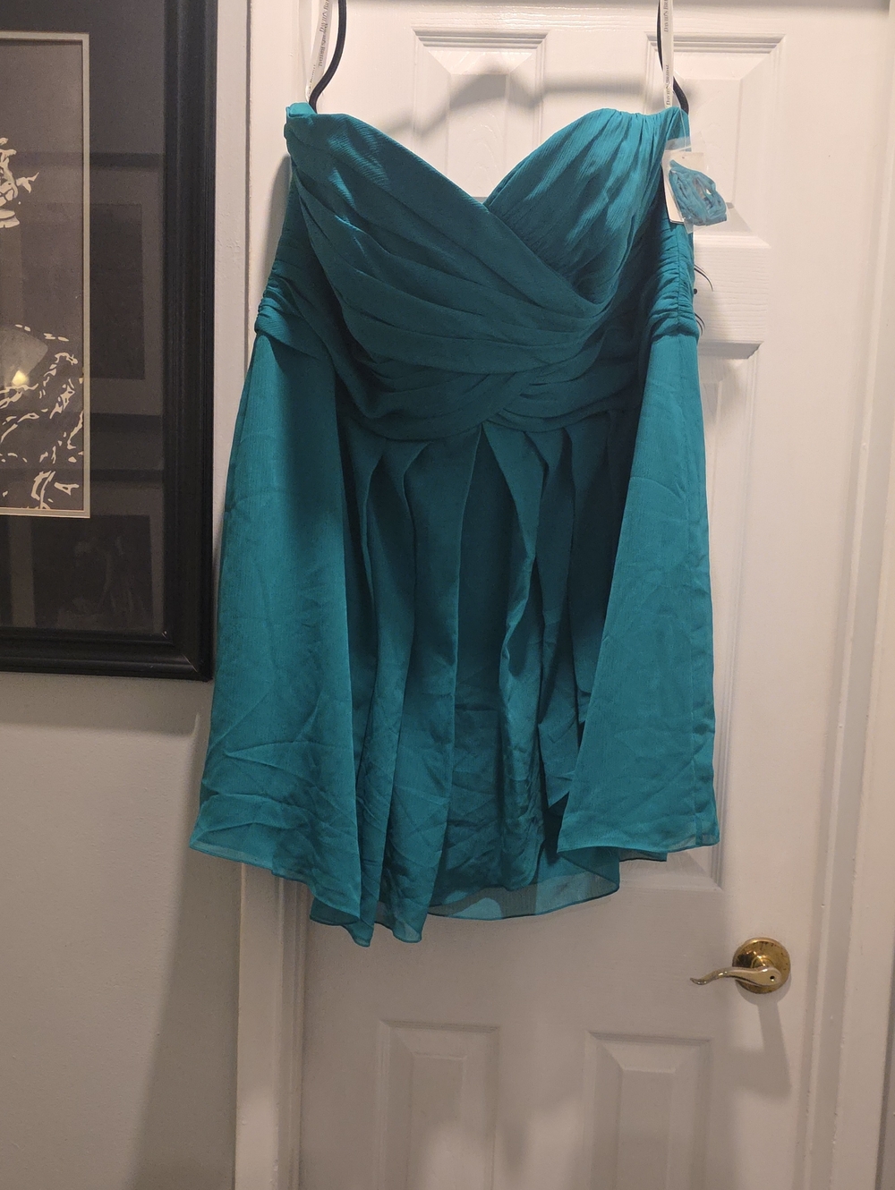 Green Strapless Pleated Cocktail Dress
